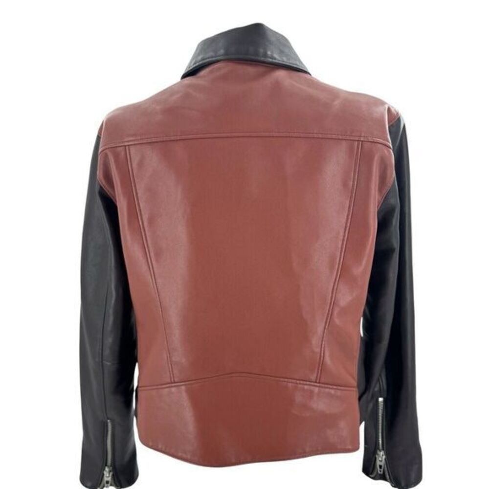 Blank NYC Jacket Two Tone Black and Brown Faux Leather Moto Jacket Zip Women's S - Picture 5 of 9